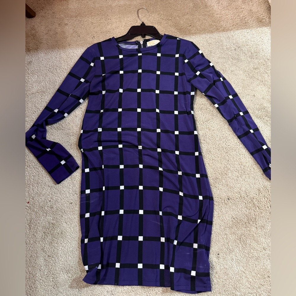 Plaid Purple and Black Michael Kors Women's Dress
